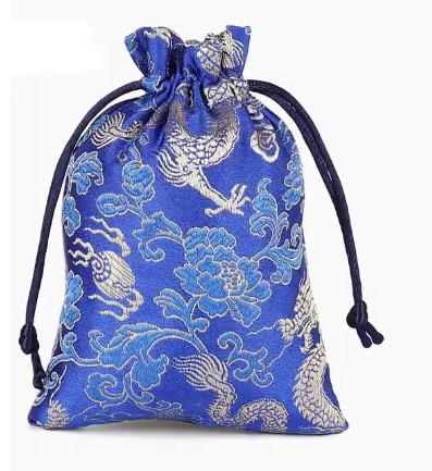 ถุงผ้าใส่ของขวัญ ของชำร่วย ของที่ระลึก งานแต่งงาน ขนาด 10*14 cm ผ้าลินินปักลาย ดอกไม้ มังกรทอง 264753