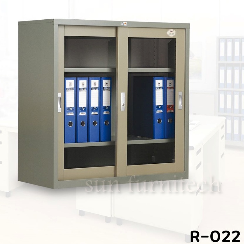 ตู้เอกสารบานเลื่อนกระจกเตี้ย 3 ฟุต, ตู้เอกสารบานเลื่อนกระจก 3 ฟุต, ตู้เอกสารเตี้ยบานเลื่อนกระจก ขนาด 3 ฟุต Taiyo รุ่น R-022TT