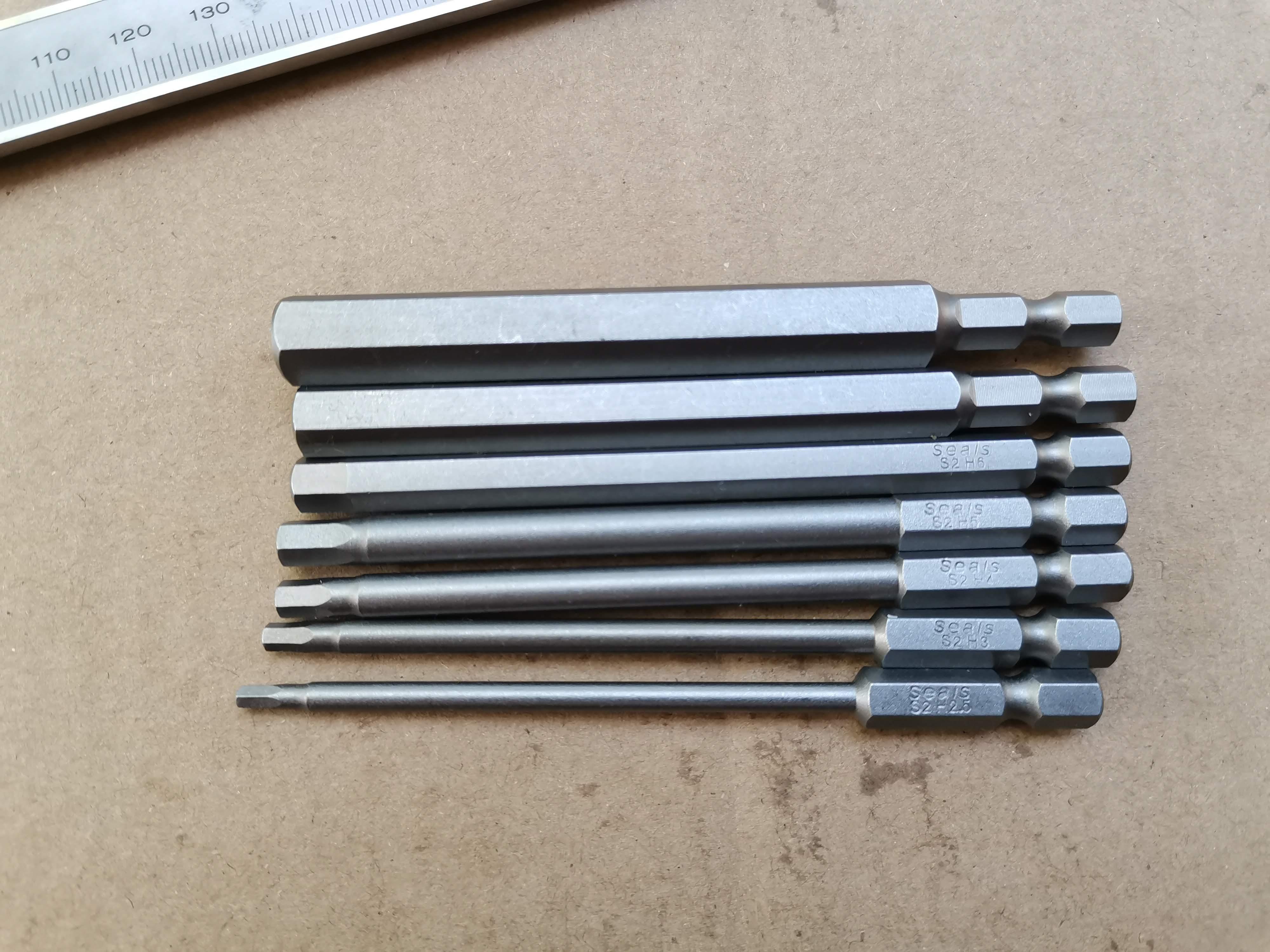 ไขควงหกเหลี่ยม Hex key set สำหรับใช้กับสว่าน เข้าที่แคบ ก้านยาวพิเศษ 100มม เหล็ก S2 แบ่งจากแพ๊คใหญ่ 7ตัวเซ็ต