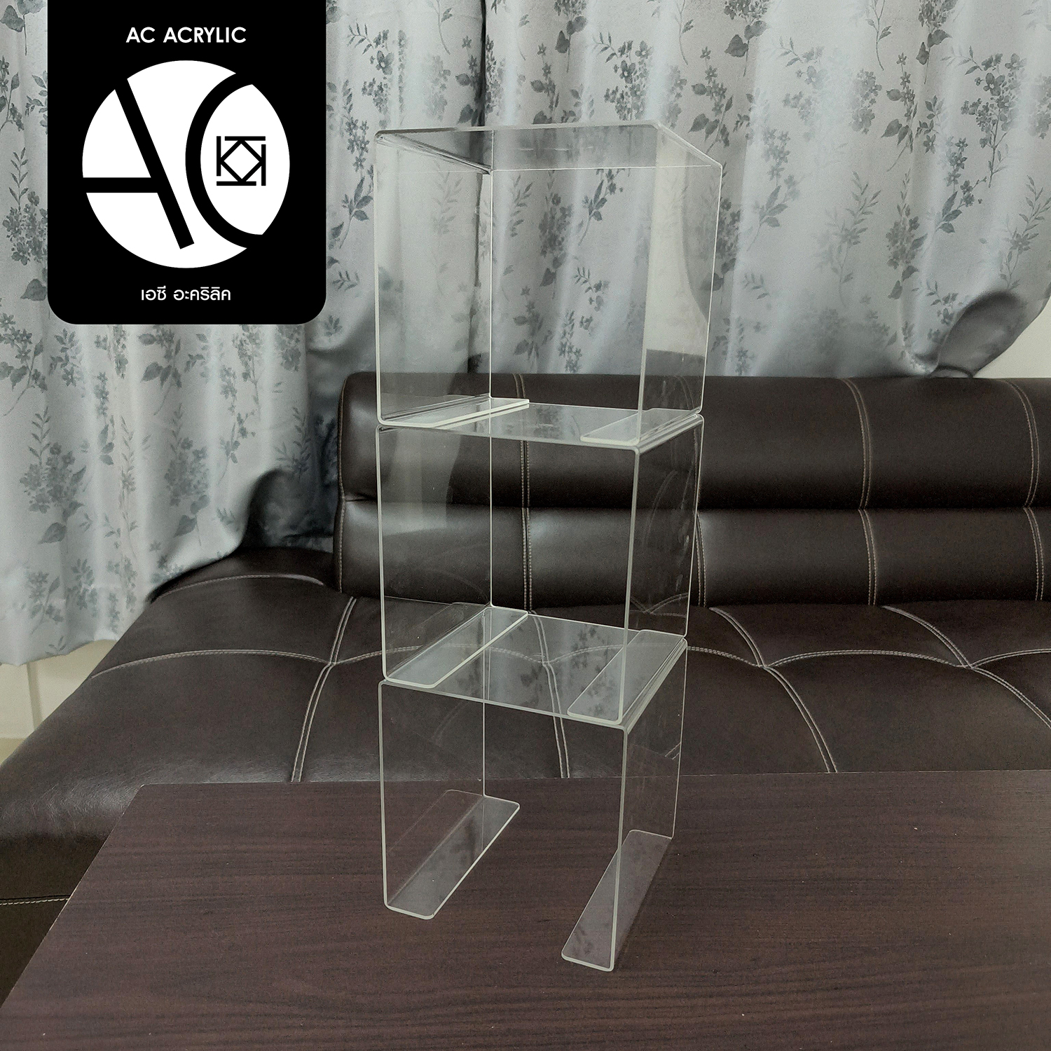 ชั้นวางโมเดล วางซ้อนได้ ชั้นอะคริลิค ขนาด ก15xย15.5xส15.5cm. หนา 2 มิล (E1)