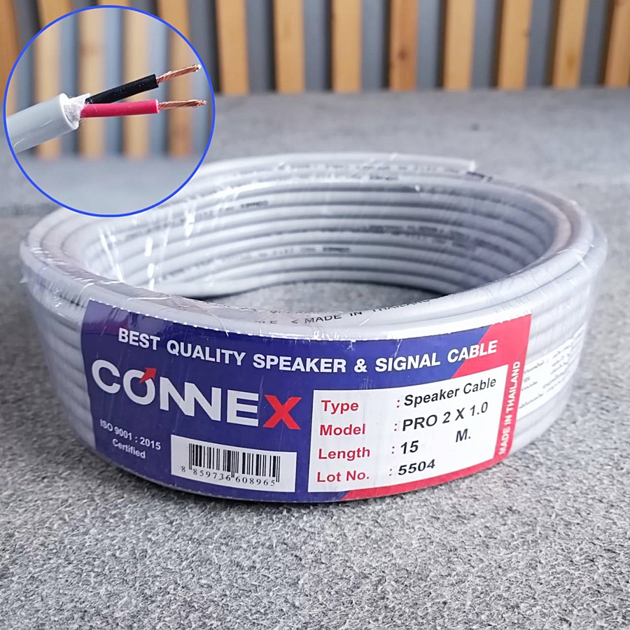 ขด15เมตร CONNEXสายลำโพง PRO2x1.0 สีเทา ทองแดงแท้ขนาด1mm สายลำโพงกลางแจ้ง สายลำโพง2คอร์ เอไอ-ไพศาล