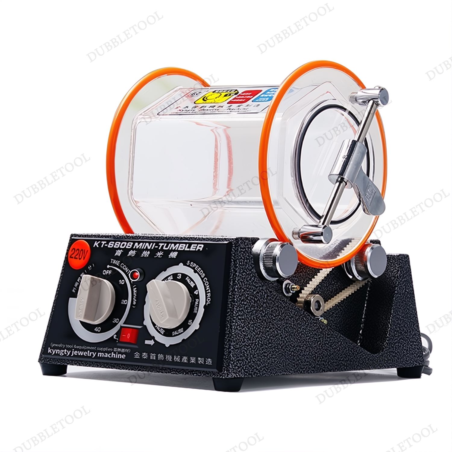 เครื่องร่อนถังใส เครื่องกลิ้ง เครื่องร่อนลูกเหล็ก KT-6808/220V Jewelry tumbler polisher KT-6808/220V