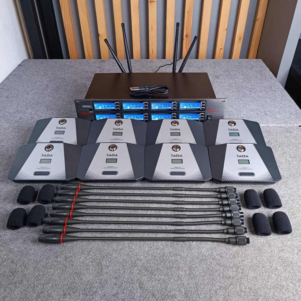 TADA U-1000G ไมค์ตั้งโต๊ะไร้สาย 8ตัว UHF มีระบบไมค์ประธาน ชุดไมค์ประชุมไร้สาย 8 ตัว พร้อมตัวรับสัญญาณ ธาดา U 1000G U1000G เอไอ-ไพศาล