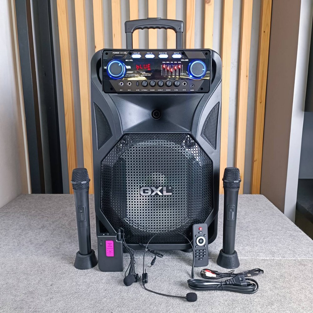 GXL GLP-A1200 ลำโพงล้อลาก12นิ้ว ไมค์ลอย(ถือ2+หนีบ1) มีบูลทูธ Active Speaker GLP A1200 GLPA1200 เอไอ-ไพศาล