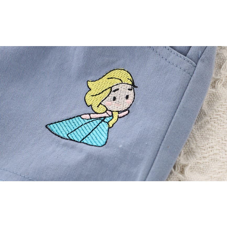 กางเกงขาสั้นเด็กหญิง กางเกงเด็กผู้หญิง กางเกงขาสั้นเด็กผู้หญิง ผ้านิ่ม ปักลายเจ้าหญิง สินค้าพร้อมส่งจากไทย