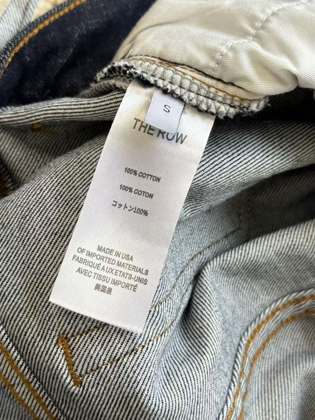 กางเกงยีนส์ขาตรง The Row มีผ้าคล้องเอว ของผู้หญิง สินค้าใหม่ ของแท้