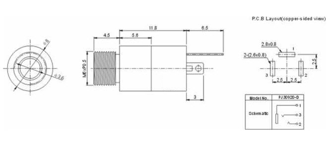 PJ-392 3-Pin 3.5mm Stereo Headphone Audio Video Jack Socket Plug With Nut