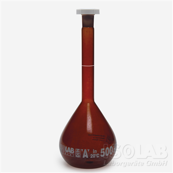 ISOLAB VOLUMETRIC FLASKS - glass - class A - conformity certified - amber, 10-1000 ml