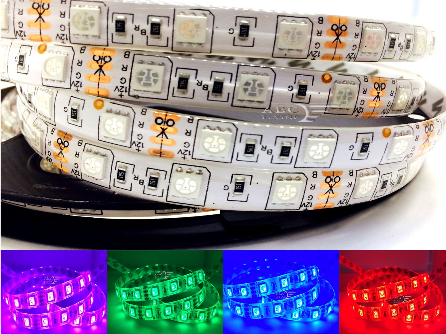 LED Light - 1เส้น มี 7 สี 12V (1เมตร)
