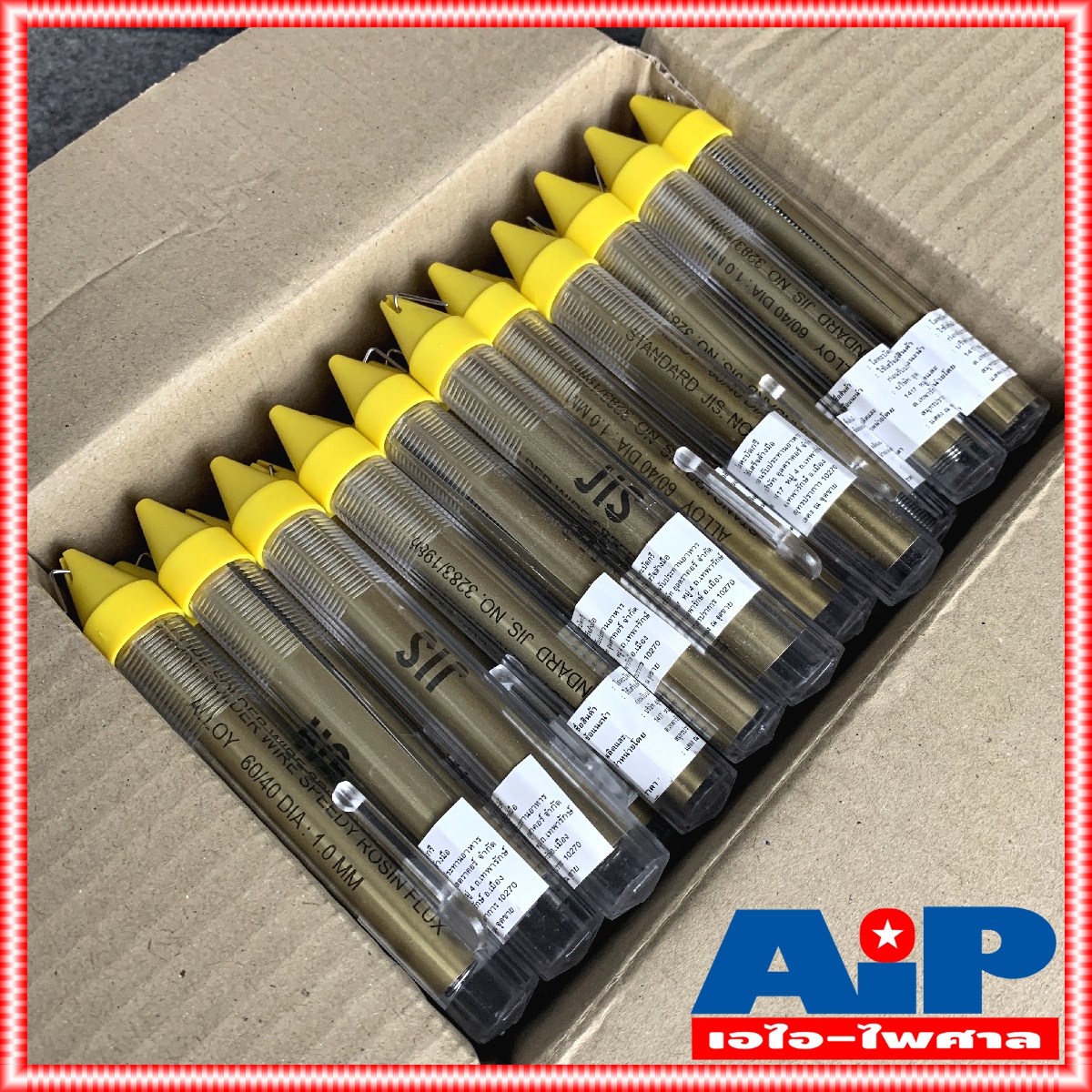 ยกกล่อง50แท่ง ตะกั่วปากกา สีเหลือง 1 มม. ยาว 3.2 ม. อุลตร้าคอร์ / JIS ตะกั่วบัดกรี ปากกา Ultracore Alloy 60/40 ความยาว 3.2 เมตร SOLDER PEN