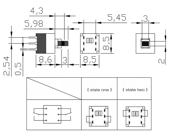 8.5X8.5mm (8.5*8.5mm) NO-lock (switch computer desktop)