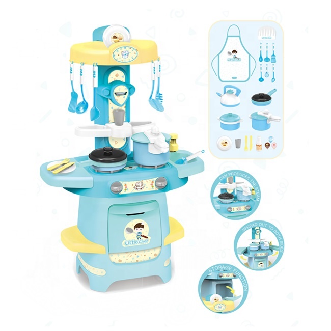 WY369-1 ของเล่นเด็กชุดครัวสีฟ้าใส่ถ่าน กล่องใหญ่