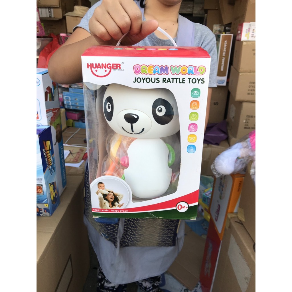 777-38A ของเล่นเด็กเขย่ามือยางกัดกระปุกแพนด้า 8 ชิ้น ปลีกชิ้นละ