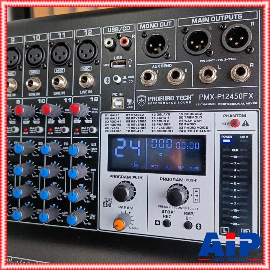PROEUROTECH PMX-P12450FX POWERMIXER+บูลทูส เพาเวอร์มิกเซอร์ รุ่นใหม่ โปรยูโรเทค 12 ช่อง 450 วัตต์ PMX P12450 FX PMXP12450FX เอไอ-ไพศาล