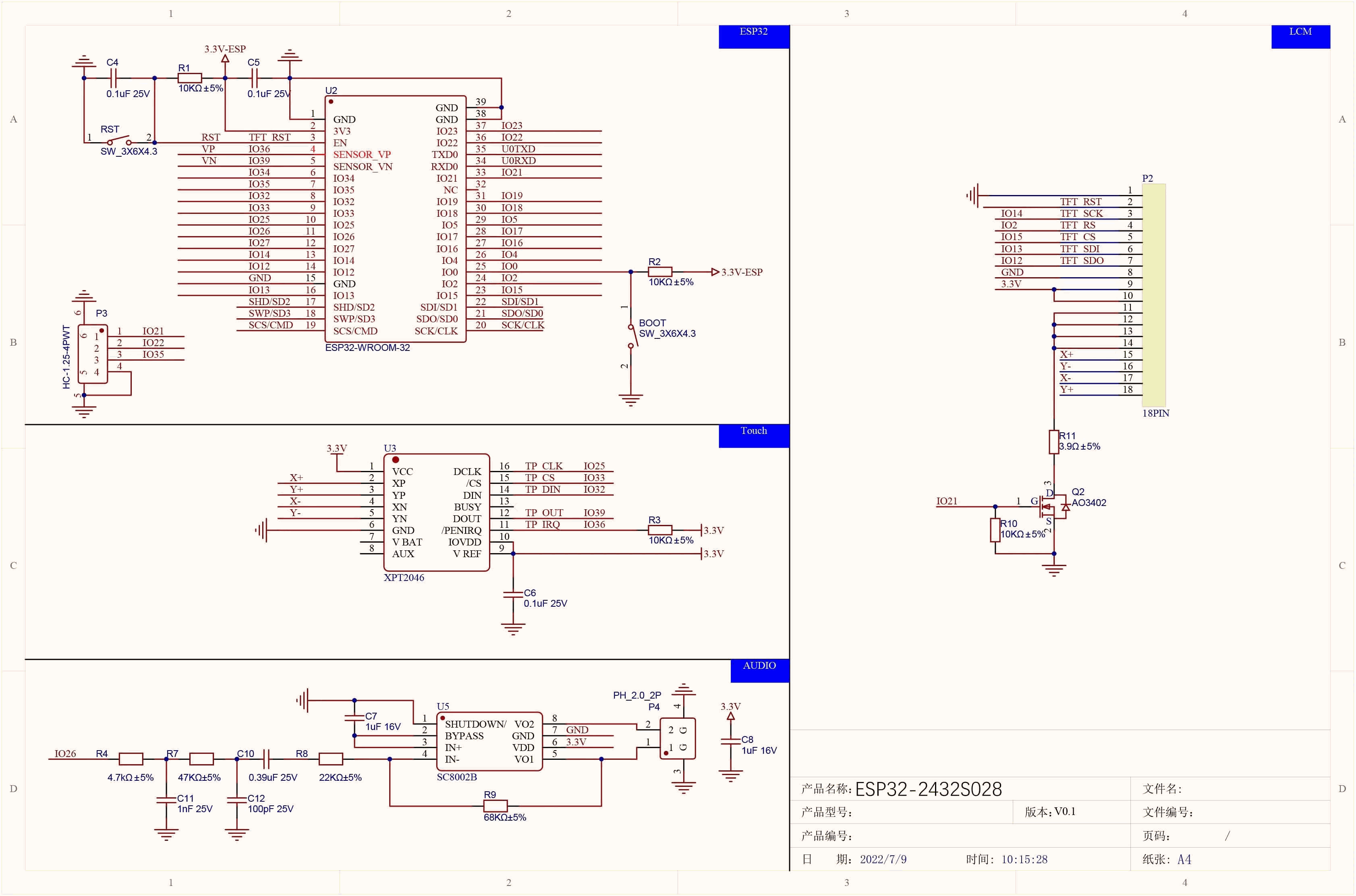 2.8'' ESP32 Module ESP32-2432S028R 240*320 Smart Display Screen 2.8inch LCD TFT Module ILI9341 Driver