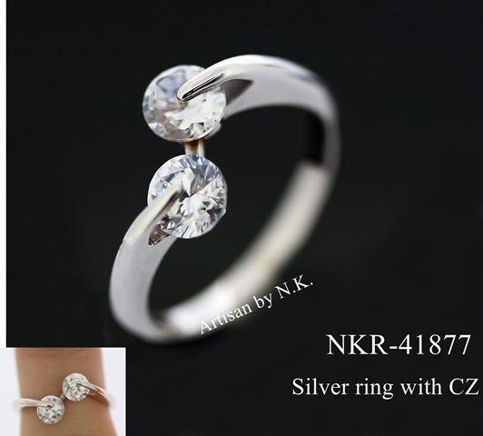 แหวนเงินแท้ฝังพลอยCZ (Silver ring with CZ)
