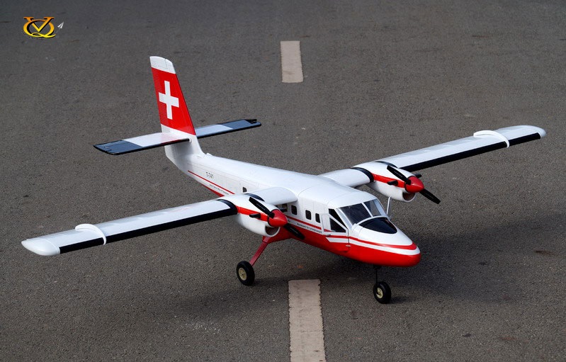 เครื่องบินน้ำมัน/ไฟฟ้า DHC-6 Twin Otter Swiss Version ตัวลำไม้ สำหรับเครื่อง .32 (ตัวลำเปล่าไม่รวมเครื่องยนต์)