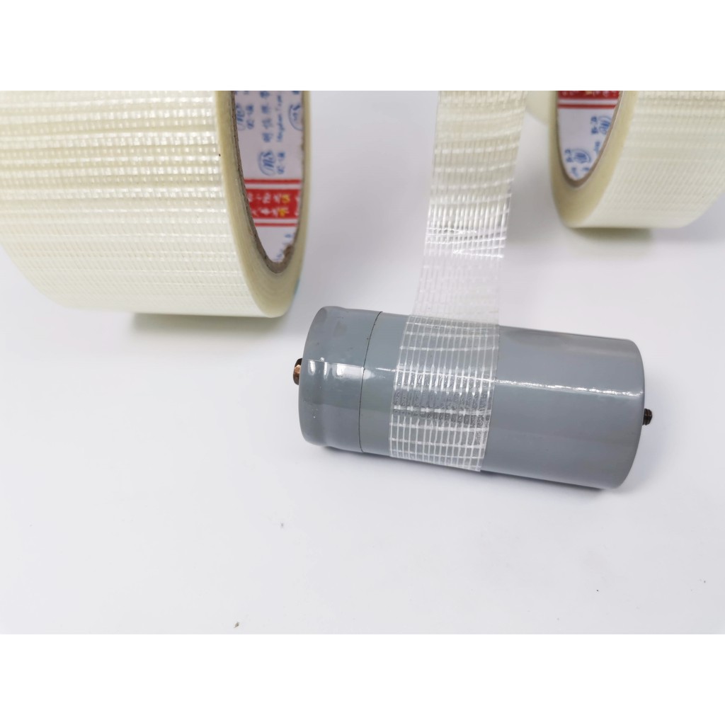 เทปใยสัปปะรด เทปตาข่ายไฟเบอร์กลาส ทนต่อแรงดึง เทปใยแก้ว Fiber tap สำหรับติดแบตเตอรี่ รัดของ