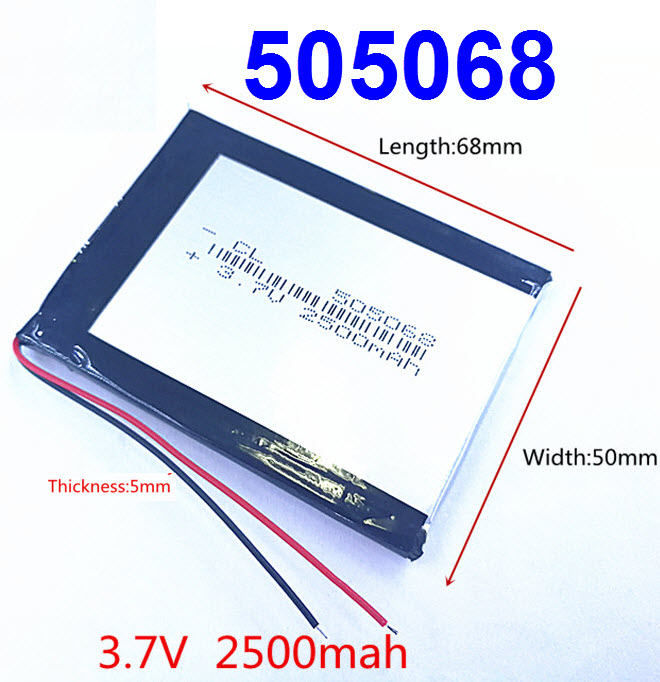 505068 3.7V 2500mAh Li-polymer Rechargeable Battery Li-Po