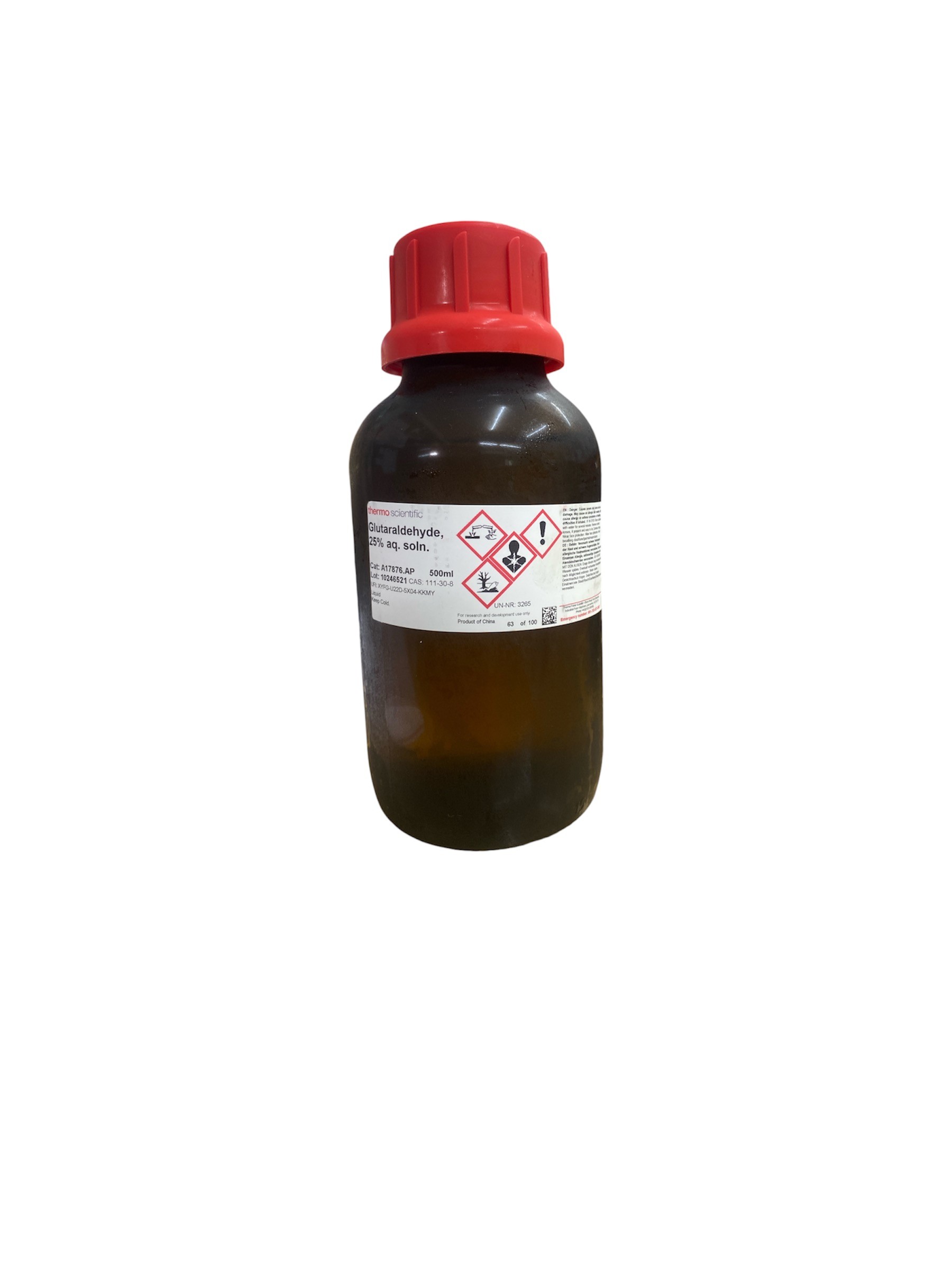 Glutaraldehyde, 25% aq. soln.,500 ml Thermo Scientific Chemicals