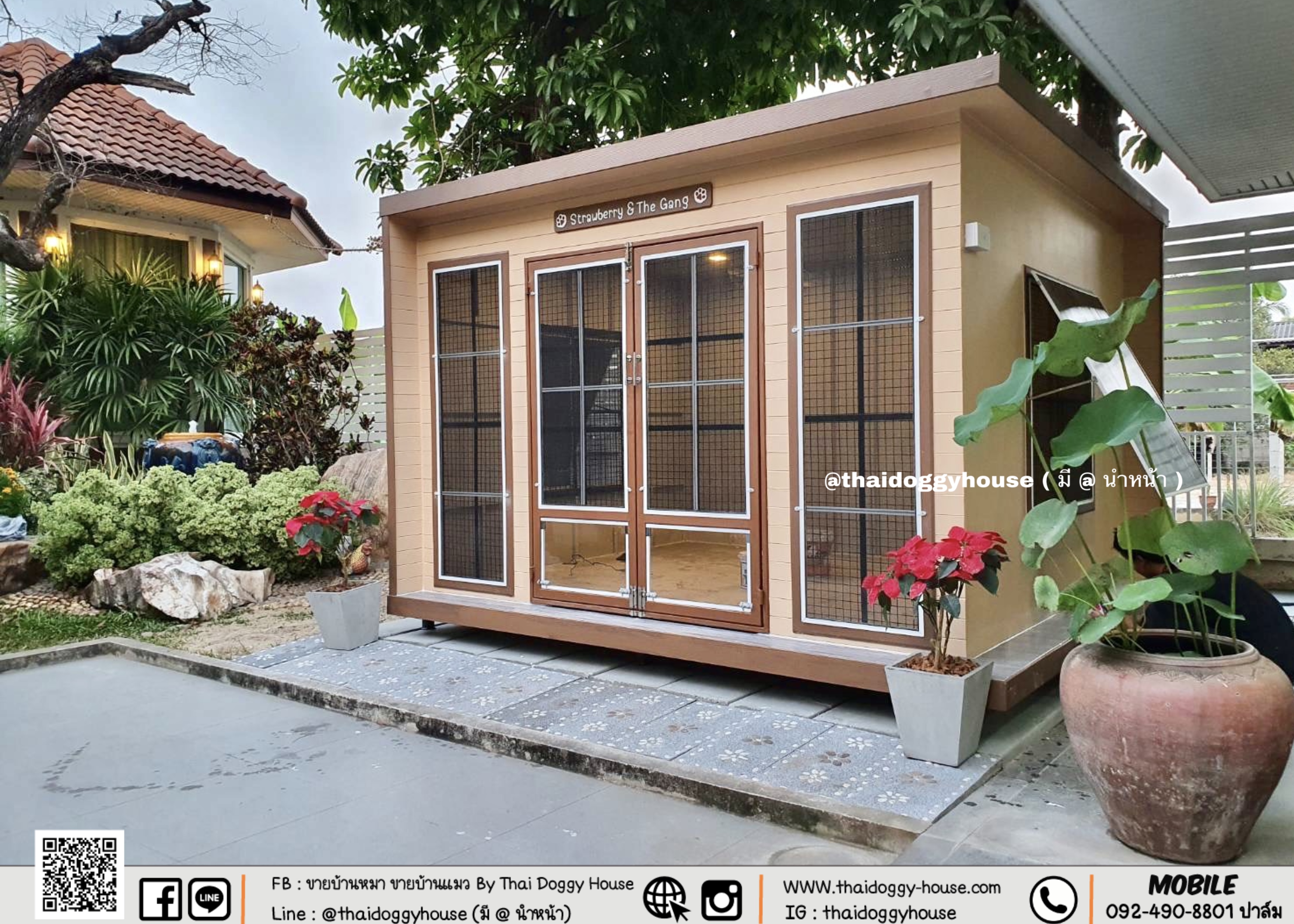 บ้านหมา บ้านแมว Box Style " ภายในกว้าง หลังใหญ่มาก ไม่อึดอัด พร้อมตะแกรงเหล็กดัด แถมมุ้งลวดให้ด้วยน้า น้องๆนอนสบายแน่นอน 🥰