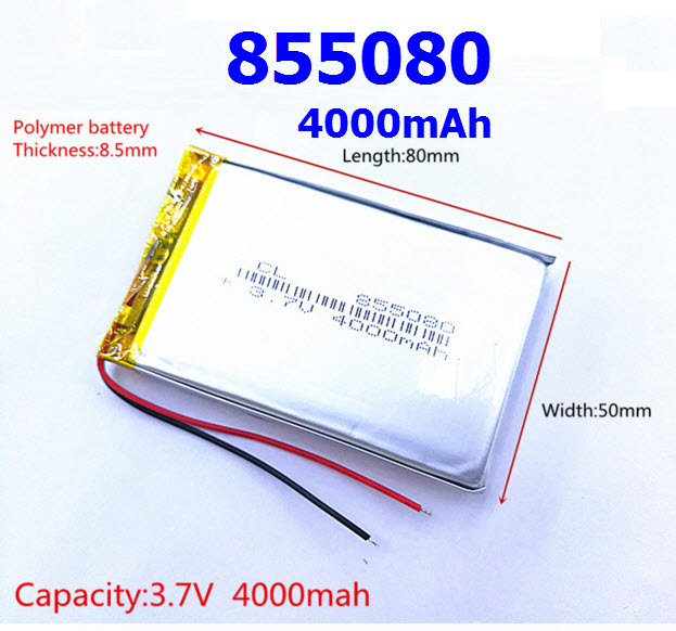 855080 3.7V 4000mAh Li-polymer Rechargeable Battery Li-Po