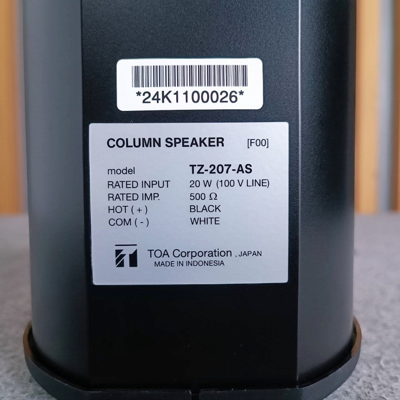 TOA TZ-207-AS ลำโพงพาสซีฟคอลัมน์ COLUMN PASSIVE สีดำ 4นิ้ว4ดอก 30วัตต์ TZ207AS TZ 207 AS ลำโพง4นิ้ว เอไอ-ไพศาล