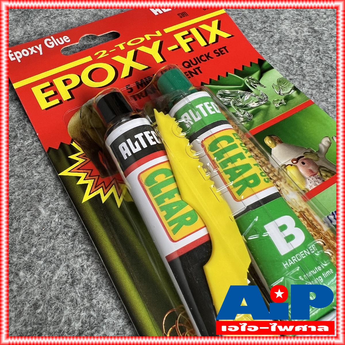 ยกโหล12แพ็ค ALTECO 40กรัม กาวหลอดคู่ 2ตัน สีใส ตราช้าง สูตรแห้งเร็ว ใน 5นาที กาว EPOXY FIX กาว กาวใส กาวติดลำโพง กาวติดว้อย ลำโพง กาวเอบี กาวอีพ๊อกซี อีพ๊อกซี่ สีใส กาวเอบี เอไอ-ไพศาล