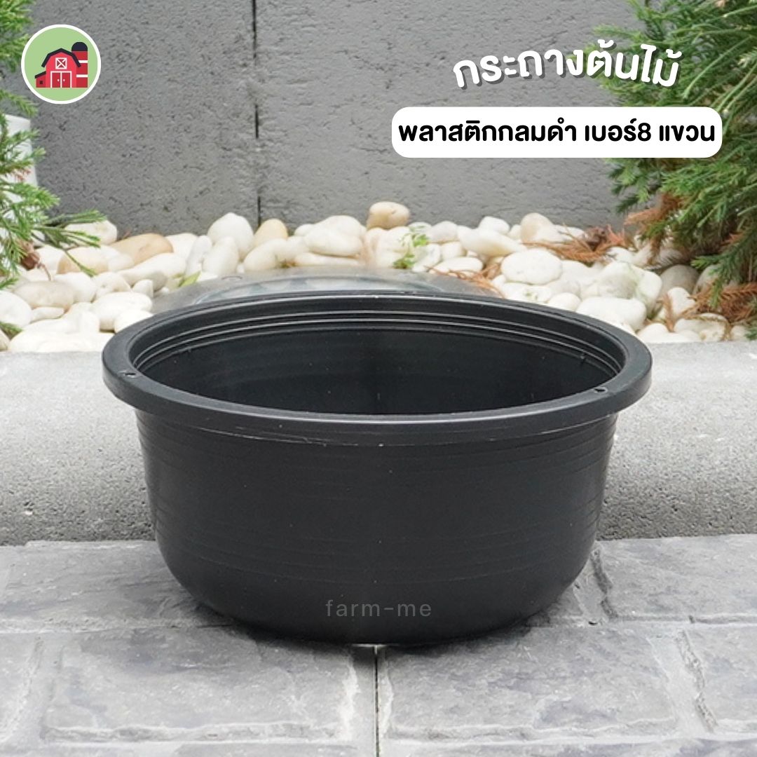 กระถางต้นไม้ กลมดำ เบอร์8 แบบแขวน