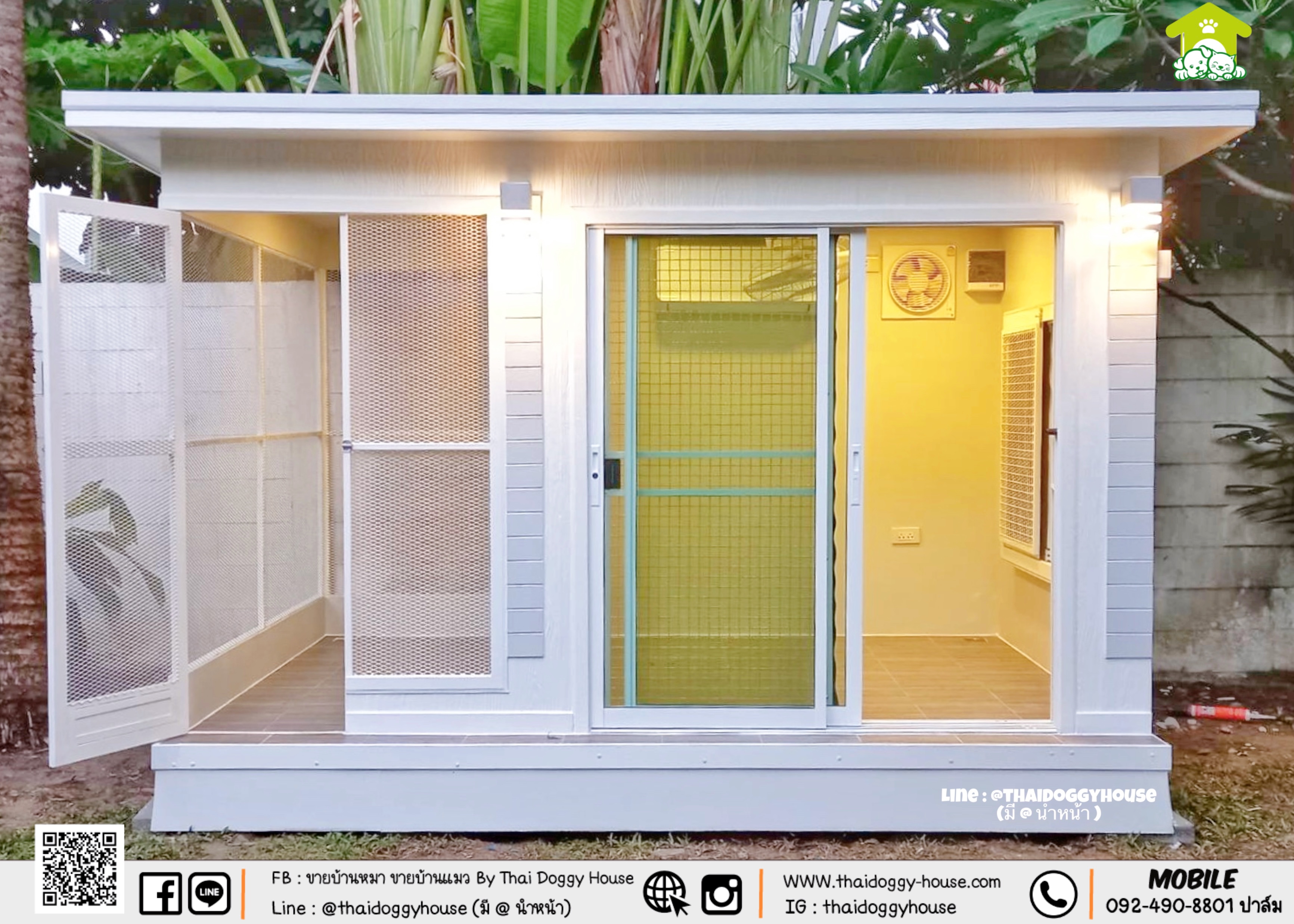 บ้านหมา บ้านแมว " 𝐌𝐎𝐃𝐄𝐑𝐍 𝐒𝐓𝐘𝐋𝐄" รองรับการติดแอร์ โทนสีเรียบง่าย แบ่งโซน 𝒐𝒖𝒕𝒅𝒐𝒐𝒓 ด้านข้างตัวบ้านเพิ่มเ