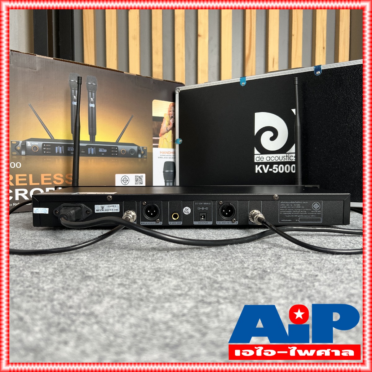DE ACOUSTIC KV5000 ไมค์ลอยคู่ UHF ปรับความถี่ได้ ไมค์ลอยคู่ KV 5000 แถมอุปกรณ์ย้ายเสา กระเป๋าเก็บไมค์ KV-5000