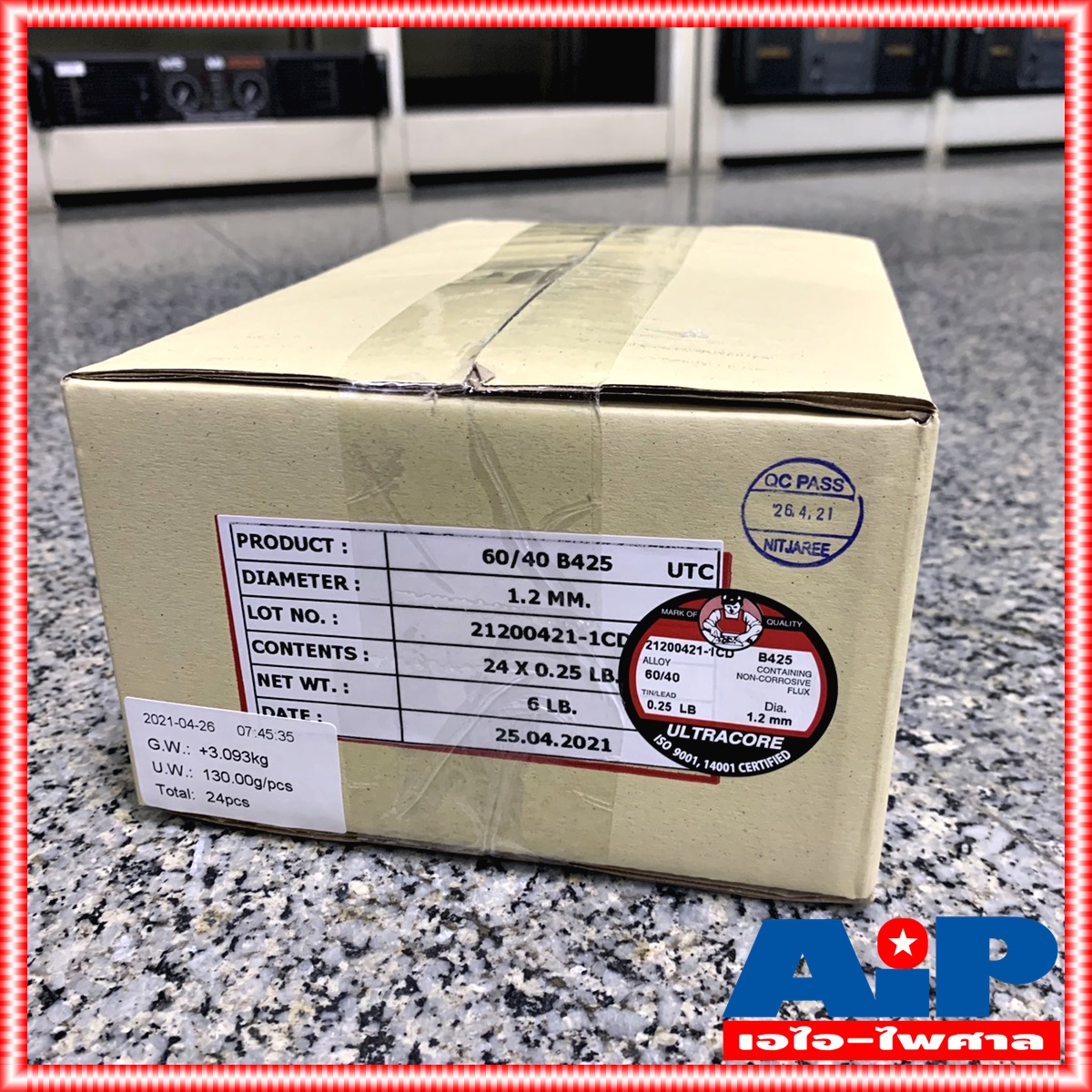 ยกกล่อง24ขด ULTRACORE 1.2 มม หนัก 0.25 ปอนด์ ตะกั่วขด 60/40 ตะกั่วบัดกรี ตะกั่ว อุลตร้าคอร์ เอไอ-ไพศาล