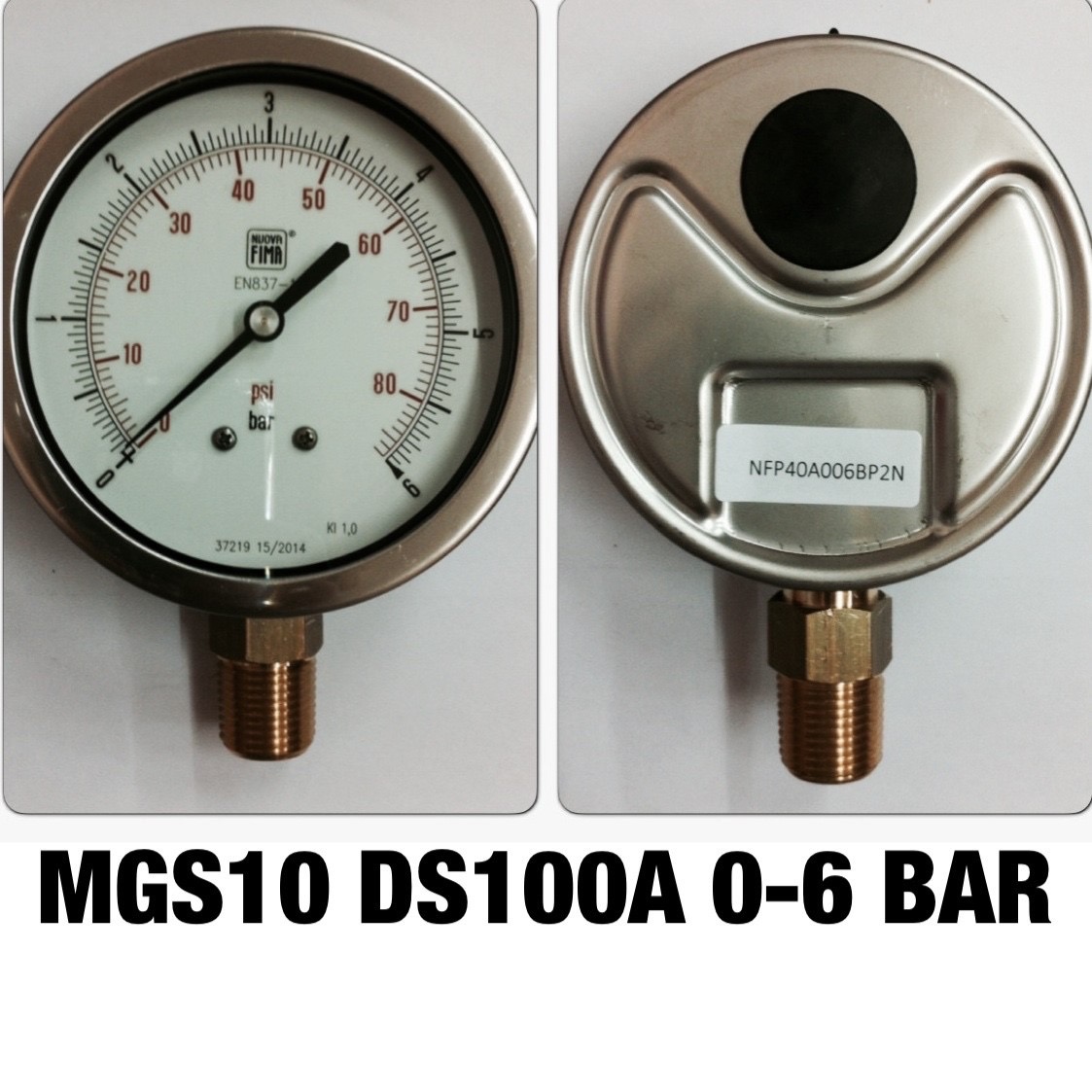 0-6BAR Nuovafima หน้าปัด 4นิ้ว เกลียวออกล่างทองเหลือง 1/2"