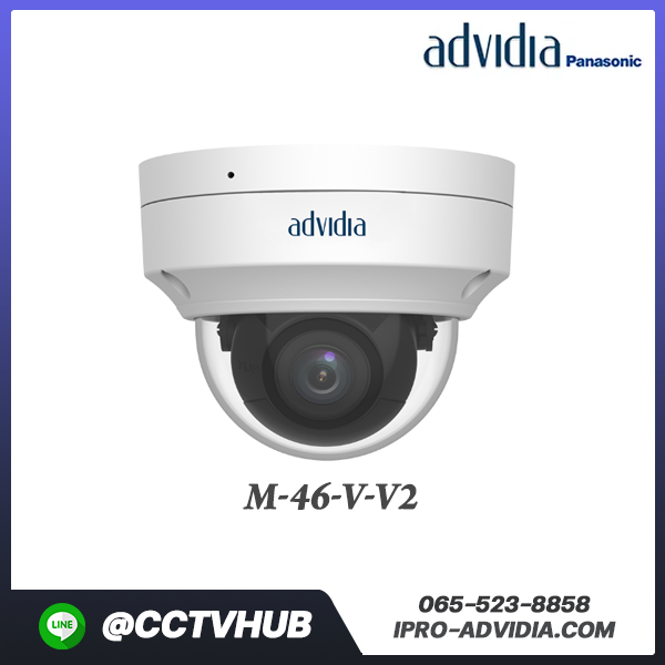 กล้อง Adividia รุ่น M-46-V-V2 4MP Dome 2688*1520:30fps, H.265/H.264/MJPEG, WDR, IP67, IK10, 2.8-12mm, motorized zoom lens ,IR range: up to 40m