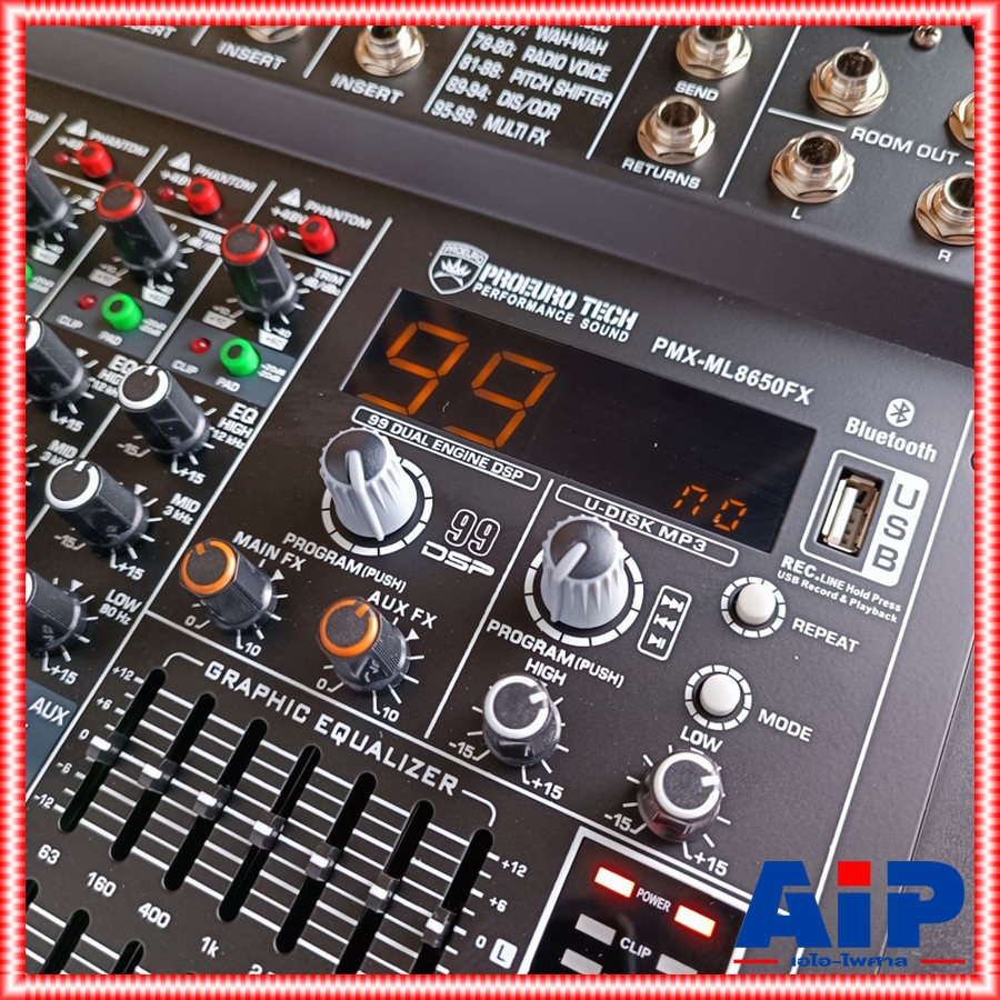 PROEUROTECH PMX-ML8650FX POWERMIXER รุ่นใหม่ เพาเวอร์มิกเซอร์ 650วัตต์ 8ช่อง โปรยูโรเทค PMX ML 8650 FX PMXML8650FX เอไอ-ไพศาล