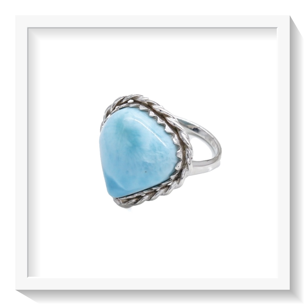 #แหวนหินมงคล แหวนเงินแท้ฝังด้วยหิน ลาริมาร์ (Larimar) "หินแห่งการพัฒนาความสัมพันธ์"