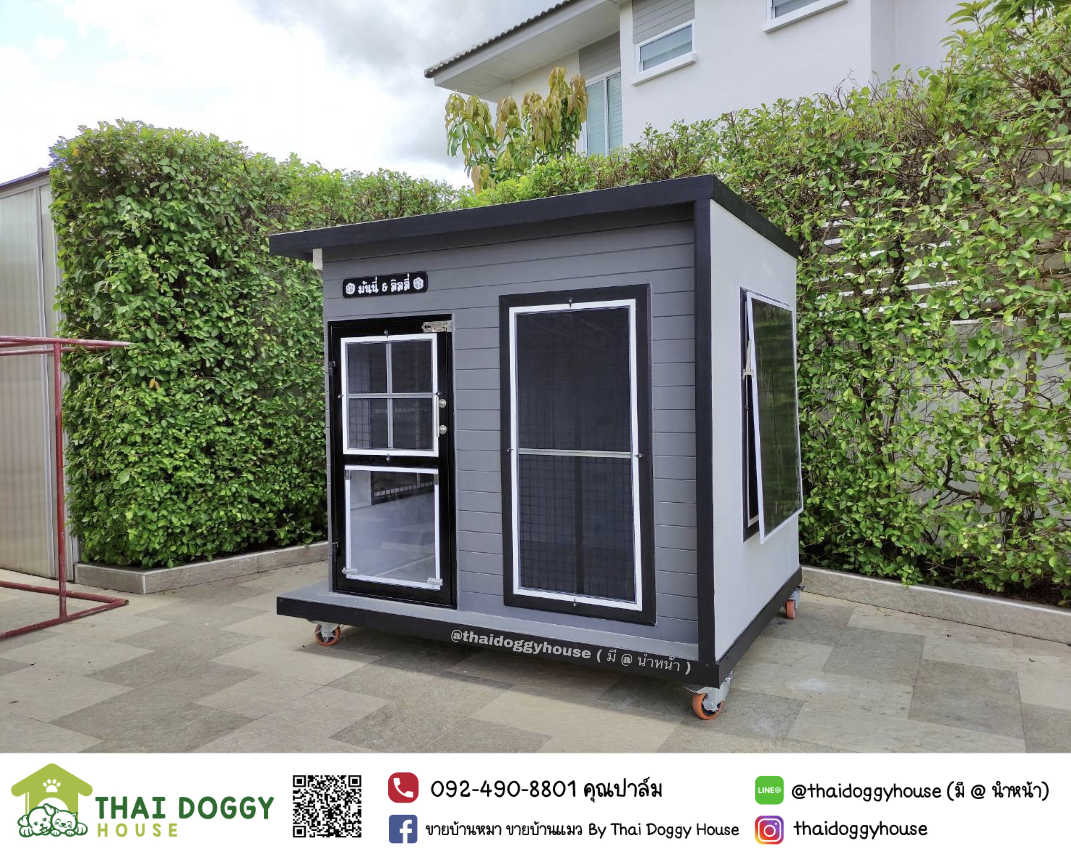 บ้านหมา บ้านแมว บ้านน็อคดาวน์ บ้านสัตว์เลี้ยง แบบพัดลมมีตะแกรงเหล็ก มุ้งลวดทุกหลัง By Thai Doggy House