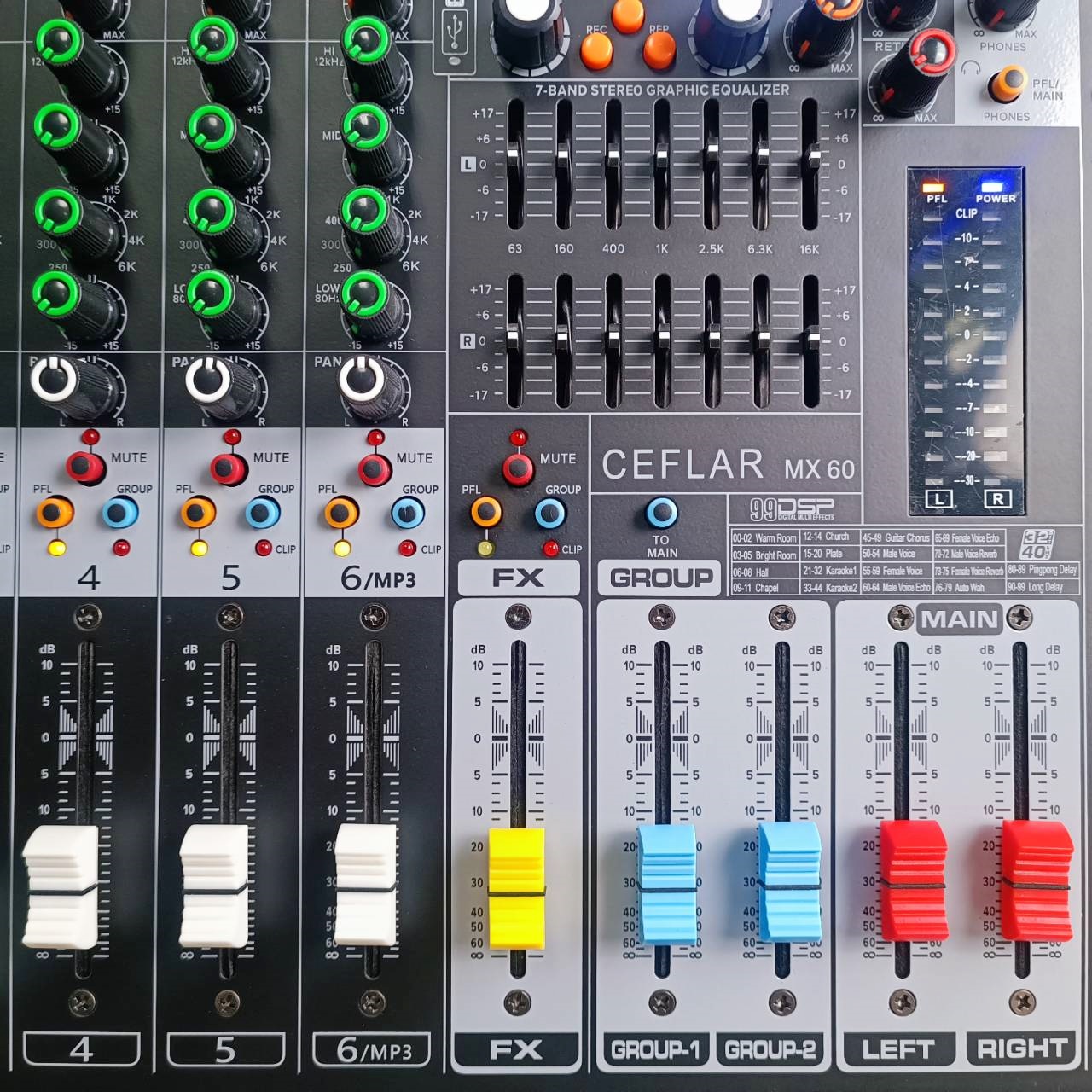 Ceflar MX-60 MIXER มิกเซอร์อนาล็อก ช่องเสียบไมค์ 6 ช่อง มิกเซอร์ เครื่องปรับแต่งเสียง มิกซ์เซอร์พร้อมเอฟเฟค MX 60 MX60 เอไอ-ไพศาล