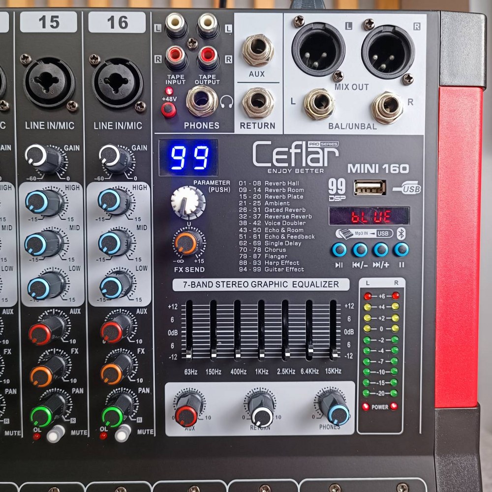 Ceflar MINI-160 MIXER มิกเซอร์อนาล็อก 16แชนแนล บลูทูธ Bluetooth mixer เอฟเฟคแท้ 99DSP MINI 160 MINI160 เอไอ-ไพศาล