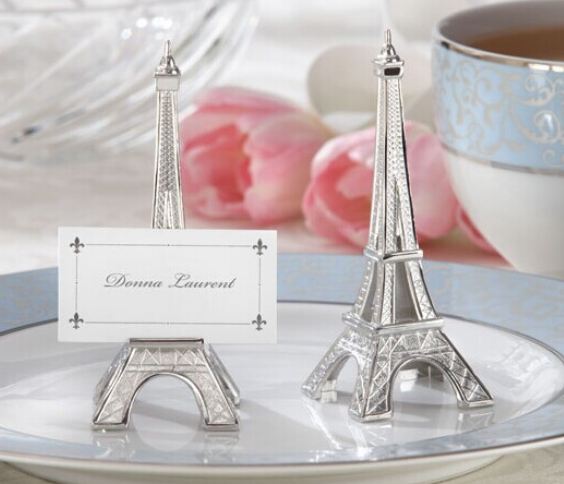 ที่เสียบนามบัตรบนโต๊ะ รูป หอไอเฟล ของตกแต่งงานแต่งงาน ตอนเย็น สไตล์ Paris หอไอเฟล สีเงิน สุดหรู no 14411