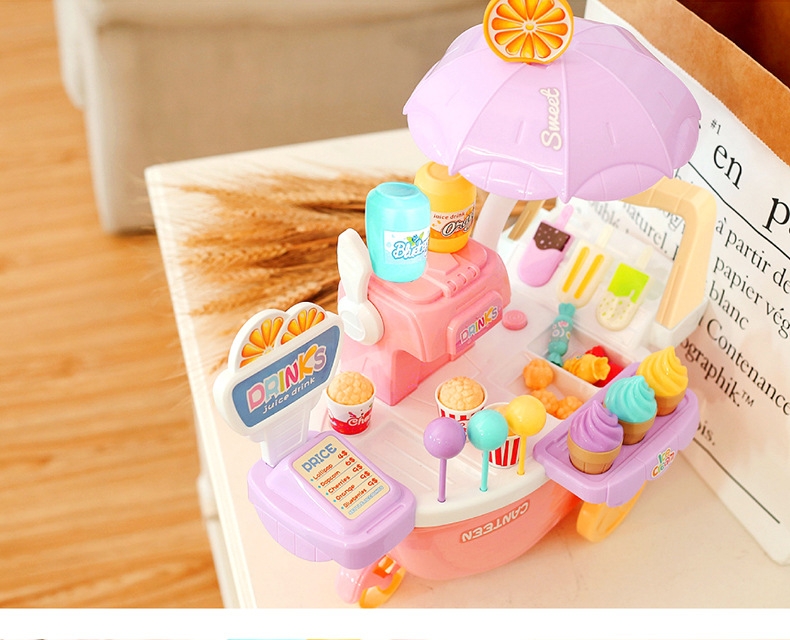 668-57 ของเล่นเด็กรถเข็นไอติม รถเข็นไอศครีมของเด็กมีเสียงไฟ