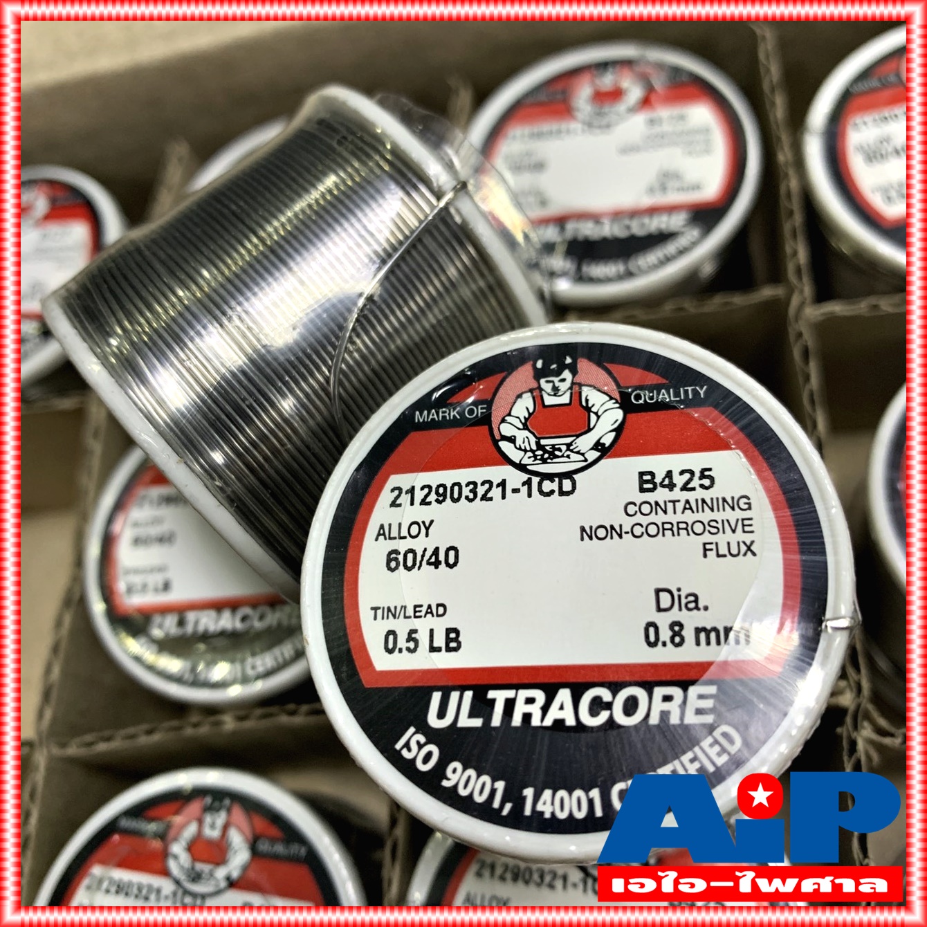 1ขด ULTRACORE ตะกั่วขด 60/40 ขนาด 0.8 มม หนัก 0.5 ปอนด์ ตะกั่วบัดกรี ตะกั่ว อุลตร้าคอร์ ตะกั่วบัดกรี เส้นผ่าศูนย์กลาง 0.8 มม