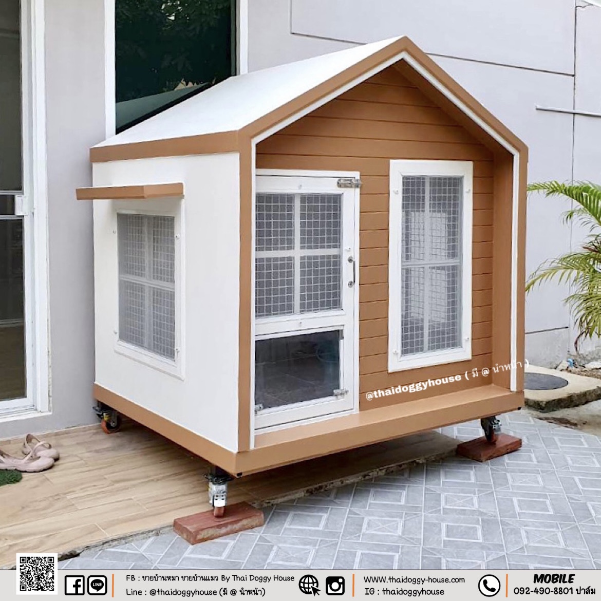 บ้านหมา บ้านแมว บ้านน็อคดาวน์ บ้านสัตว์เลี้ยง แบบพัดลมมีตะแกรงเหล็ก มุ้งลวดทุกหลัง By Thai Doggy House