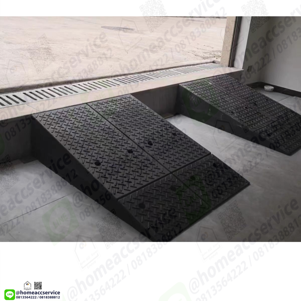 ทางลาดยางปีนฟุตบาท รวมสูง 26ซม. 16+ส่วนเสริม11(-1ซม.) ลาด 135ซม. กว้าง 50ซม. หนัก 44kg - Rubber Ramp with Extention 26x135x50 cm (16+10) 44kg