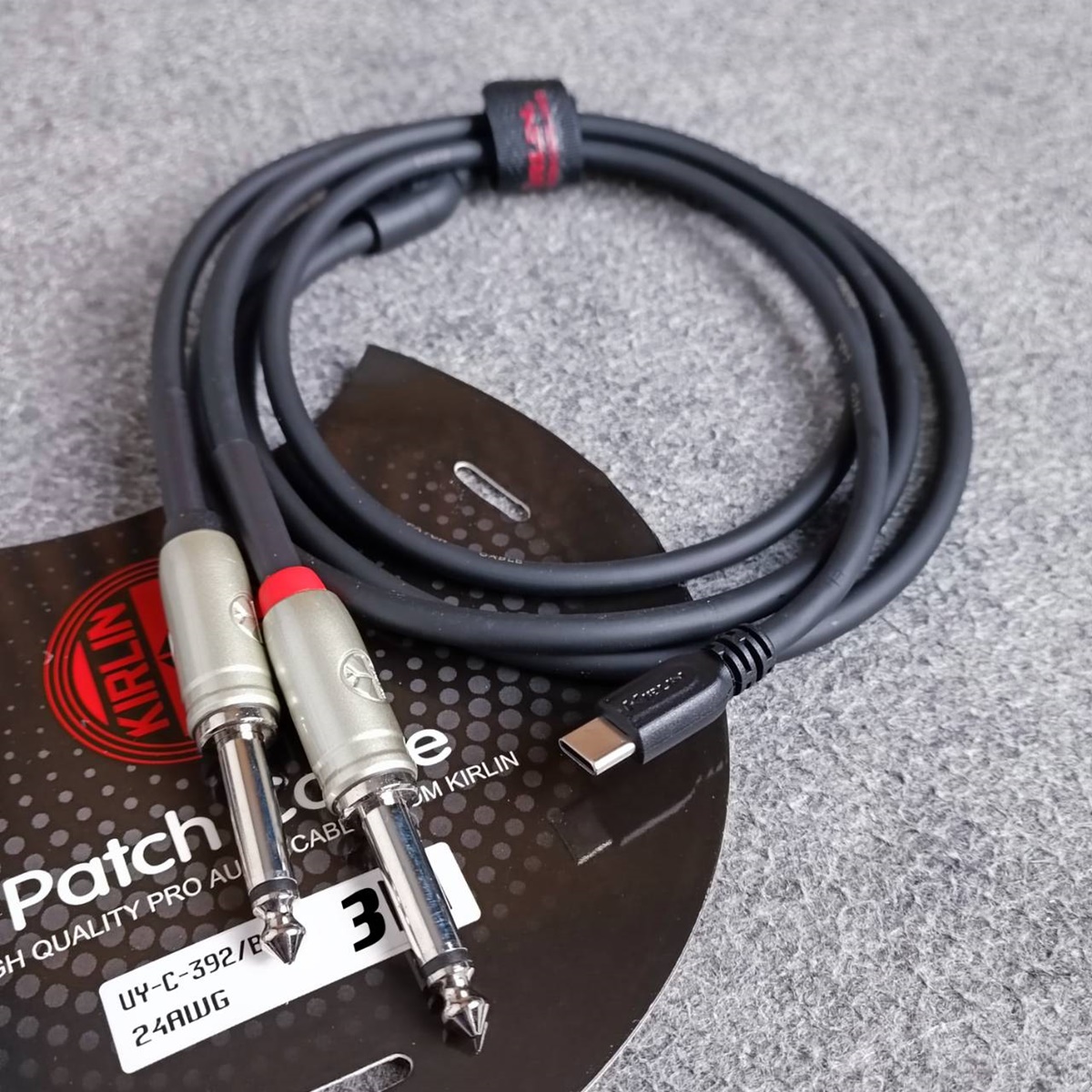 3เมตร KIRLIN UY-C-392 BK สาย USB type C ออก PHONE โมโนx2 3เมตร สายสัญญาณเสียง type C - P.MIC MONOx2 เอไอ-ไพศาล