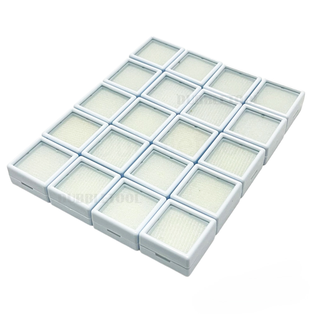 กล่องใส่พลอย กล่องพลอย ขนาด 3x3 Cm พื้นกำมะหยี่ ฐานเป็นฟองน้ำ ขาว/ดำ กล่องใส่เพชร กล่องใส่อัญมณี กล่องใส่จิวเวลรี่ กล่องใส่เครื่องประดับ