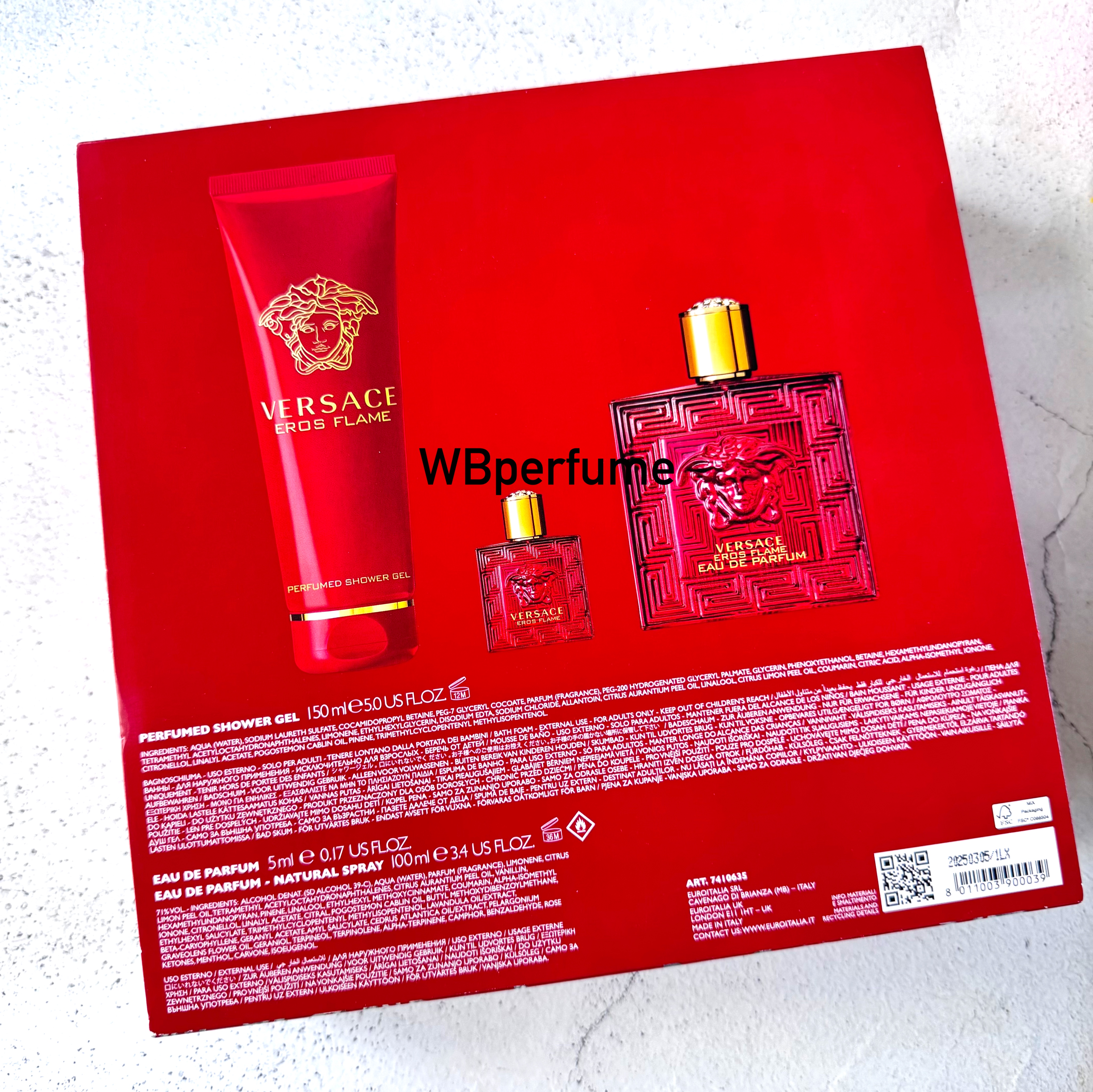 ชุดน้ำหอม VERSACE Eros Flame Giftset EDP 100 ml + shower 150 ml + EDP 5 ml
