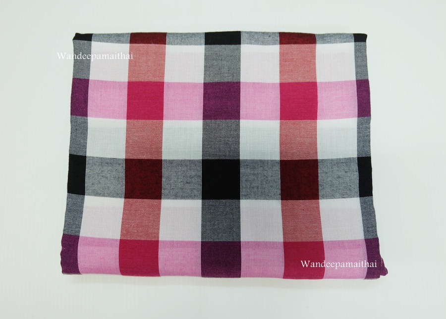 ผ้าขาวม้า เนื้อดี ราคาถูก สีชมพูขาวดำ