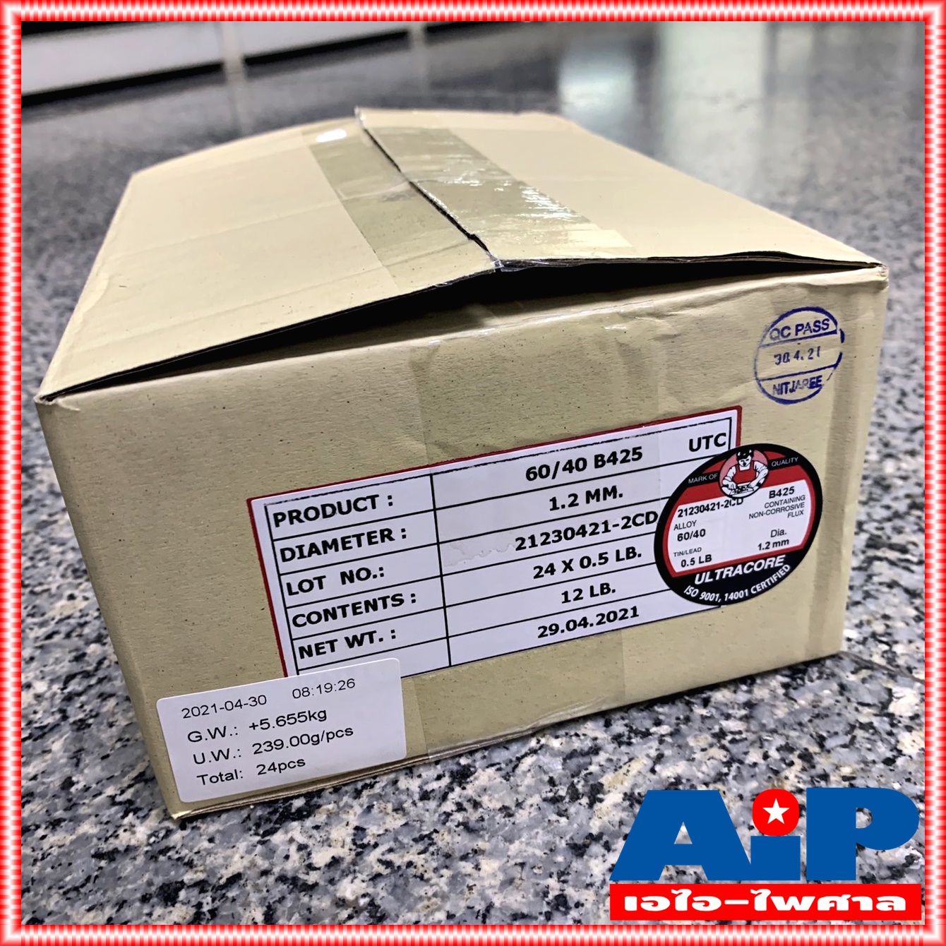 ยกกล่อง24ขด ULTRACORE ขนาด 1.2 มม หนัก 0.5 ปอนด์ ตะกั่วขด 60/40 ตะกั่วบัดกรี ตะกั่ว อุลตร้าคอร์ เอไอ-ไพศาล