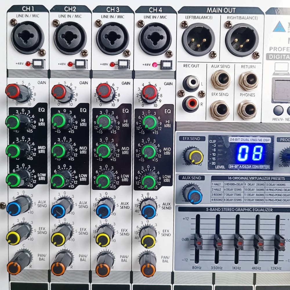 MICROTECH MT-8S II mixer มิกเซอร์ 8 ช่อง รุ่นใหม่ รองรับบลูทูธ พร้อมจอแสดงผล ไมโครเทค MT 8 S mt8s เอไอ-ไพศาล